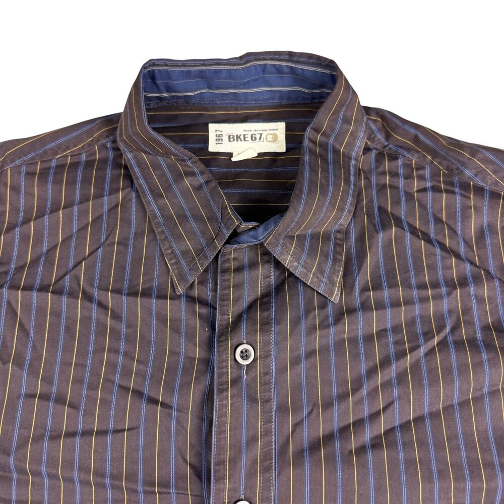 BKE Dress Shirt Men's Medium Brown Striped Button Up Long Sleeve 1967 Western